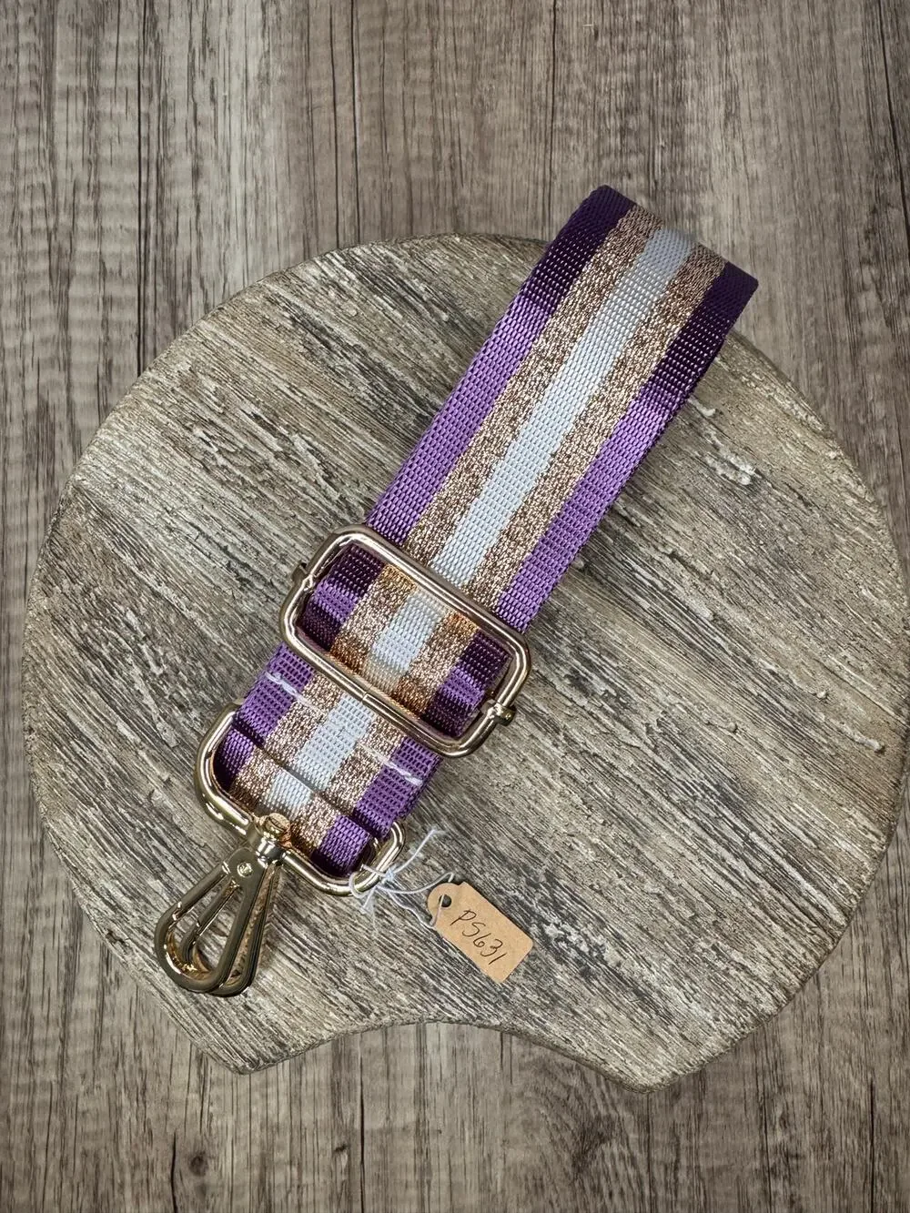 Crossbody Purse Strap Purple Gold White Striped Bag Strap Stripes Guitar Strap